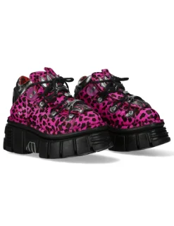 New Rock ANKLE BOOT ANIMAL PRINT TOWER WITH LACES M-MET011-C7 Sale