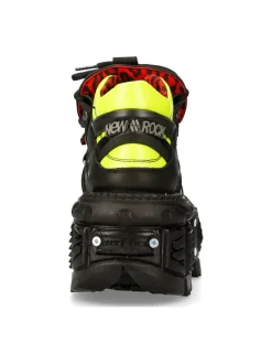 New Rock ANKLE BOOT BLACK IMPERFECT TANK WITH LACES M-MET011-C2 Discount