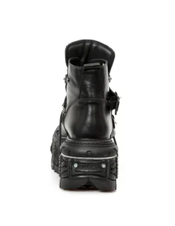 New Rock ANKLE BOOT BLACK IMPERFECT WITH LACES M-TANK007-S1 New