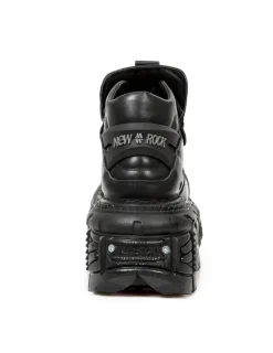 New Rock ANKLE BOOT BLACK IMPERFECT WITH LACES M-TANK006C-C6 New