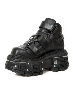 New Rock ANKLE BOOT BLACK IMPERFECT M-TANK008-C1 Best