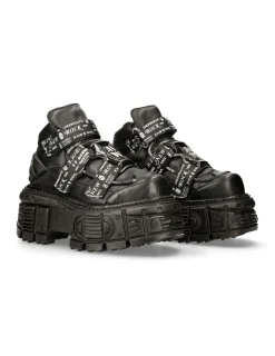 New Rock ANKLE BOOT BLACK IMPERFECT M-MET285-C2 Clearance