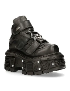 New Rock ANKLE BOOT BLACK IMPERFECT M-TANK008-C2 Best