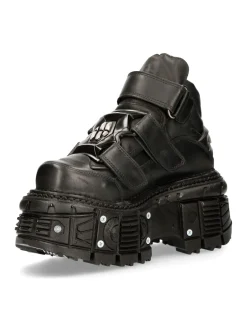 New Rock ANKLE BOOT BLACK IMPERFECT M-TANK008-C2 Best