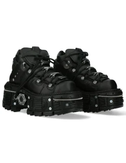New Rock ANKLE BOOT BLACK IMPERFECT WITH LACES M-TANK006C-V1 Outlet