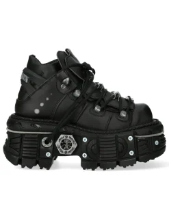 New Rock ANKLE BOOT BLACK IMPERFECT WITH LACES M-TANK006C-V1 Outlet