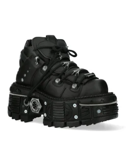New Rock ANKLE BOOT BLACK IMPERFECT WITH LACES M-TANK006C-V1 Outlet