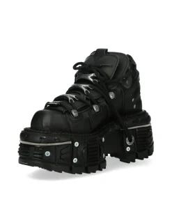 New Rock ANKLE BOOT BLACK IMPERFECT WITH LACES M-TANK006C-V1 Outlet