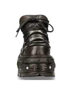 New Rock ANKLE BOOT BLACK IMPERFECT TANK WITH LACES M-TANK106-C2 New