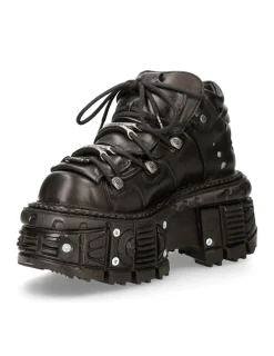 New Rock ANKLE BOOT BLACK IMPERFECT TANK WITH LACES M-TANK106-C2 New
