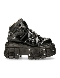 New Rock ANKLE BOOT BLACK IMPERFECT M-TANK008-R7 Hot