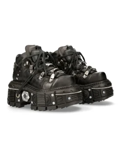 New Rock ANKLE BOOT BLACK IMPERFECT WITH LACES M-TANK006C-S1 Online