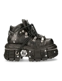 New Rock ANKLE BOOT BLACK IMPERFECT WITH LACES M-TANK006C-S1 Online