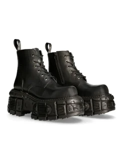 New Rock ANKLE BOOT BLACK IMPERFECT WITH LACES M-MILI215-C3 Hot