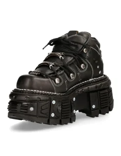 New Rock ANKLE BOOT BLACK IMPERFECT WITH LACES M-TANK106-C4 Online