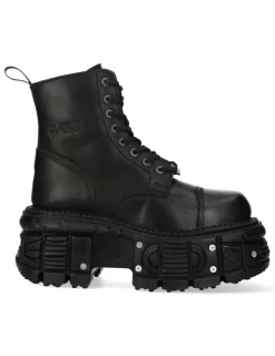 New Rock ANKLE BOOT BLACK IMPERFECT WITH LACES M-TANK083-C1 Clearance