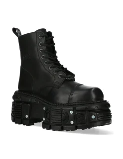 New Rock ANKLE BOOT BLACK IMPERFECT WITH LACES M-TANK083-C1 Clearance