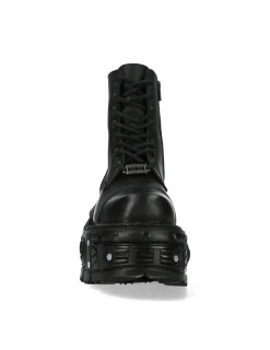 New Rock ANKLE BOOT BLACK IMPERFECT WITH LACES M-TANK083-C1 Clearance