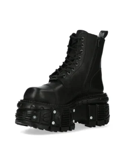 New Rock ANKLE BOOT BLACK IMPERFECT WITH LACES M-TANK083-C1 Clearance