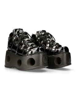New Rock ANKLE BOOT BLACK NEPTUNO WITH LACES M-TANK006C-C8 New