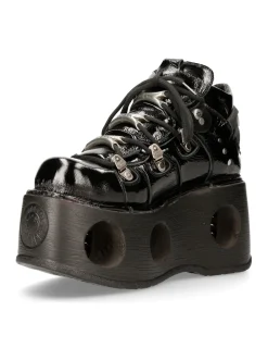 New Rock ANKLE BOOT BLACK NEPTUNO WITH LACES M-TANK006C-C8 New