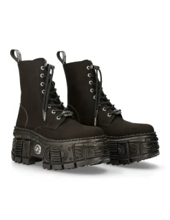 New Rock ANKLE BOOT BLACK TANK WITH LACES M-WALL026N-V1 Clearance