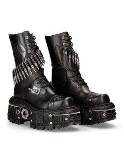 New Rock BOOT BLACK IMPERFECT WITH LACES M-297-C4 New