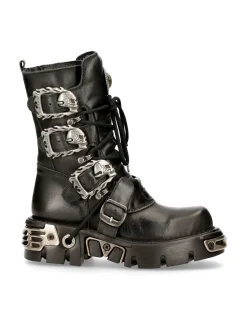 New Rock BOOT BLACK REACTOR WITH BUCKLES AND LACES M-391-S1 Best
