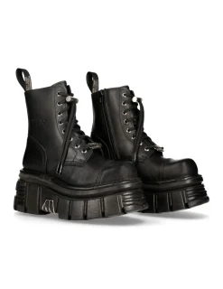 New Rock BOOT BLACK TOWER WITH LACES M-NEWMILI083-S21 Hot
