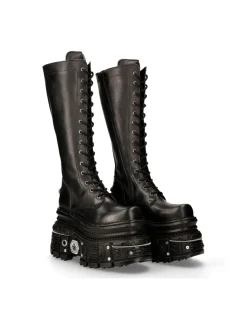 New Rock HIGH BOOT BLACK IMPERFECT WITH LACES M-235-C11 Best
